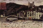 View at Dolce Acqua with the Borgho Antico the bridge over the Nervia and the Doria Castle Postcard, Pierre Renoir